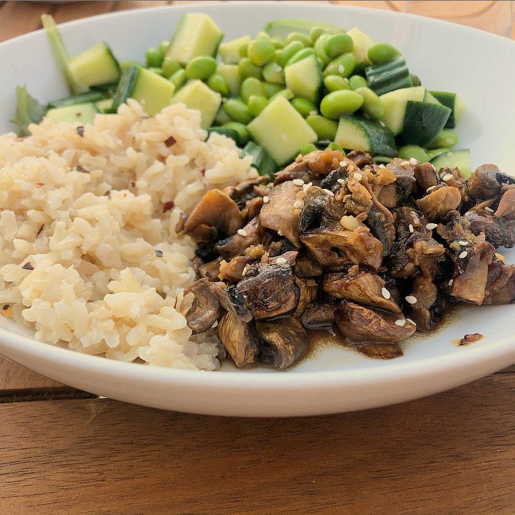 Marinated Mushrooms and Sticky Coconut Rice