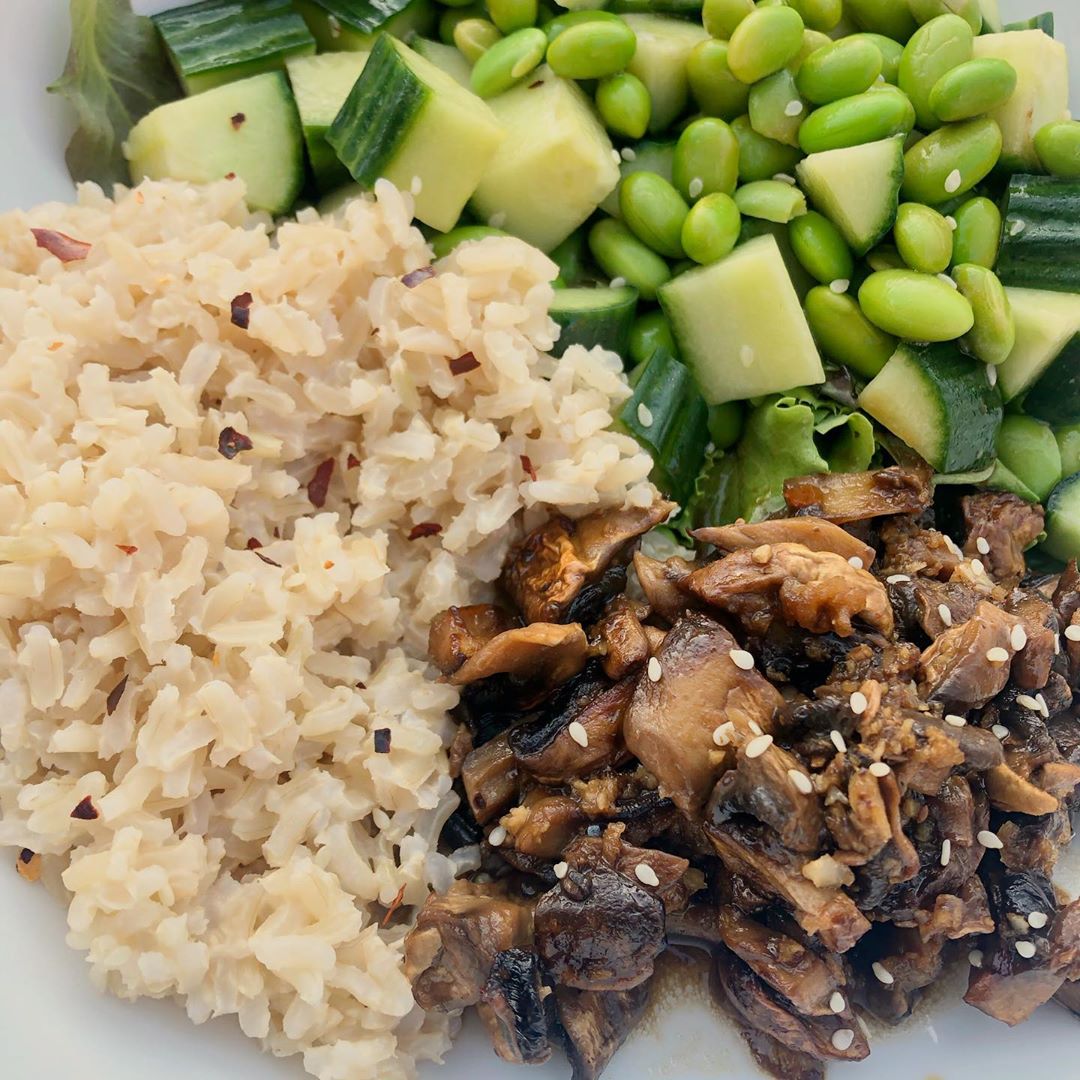Marinated Mushrooms and Sticky Coconut Rice