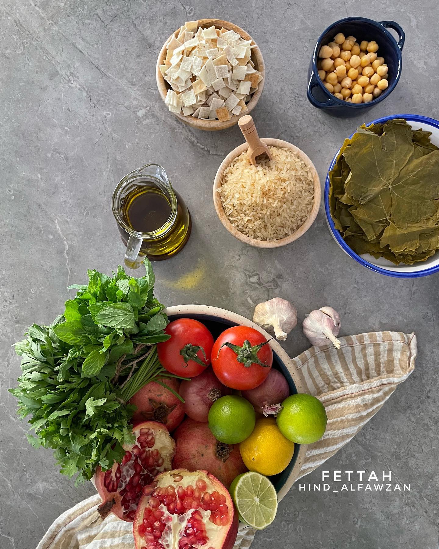Fatteh with Grape Leaves