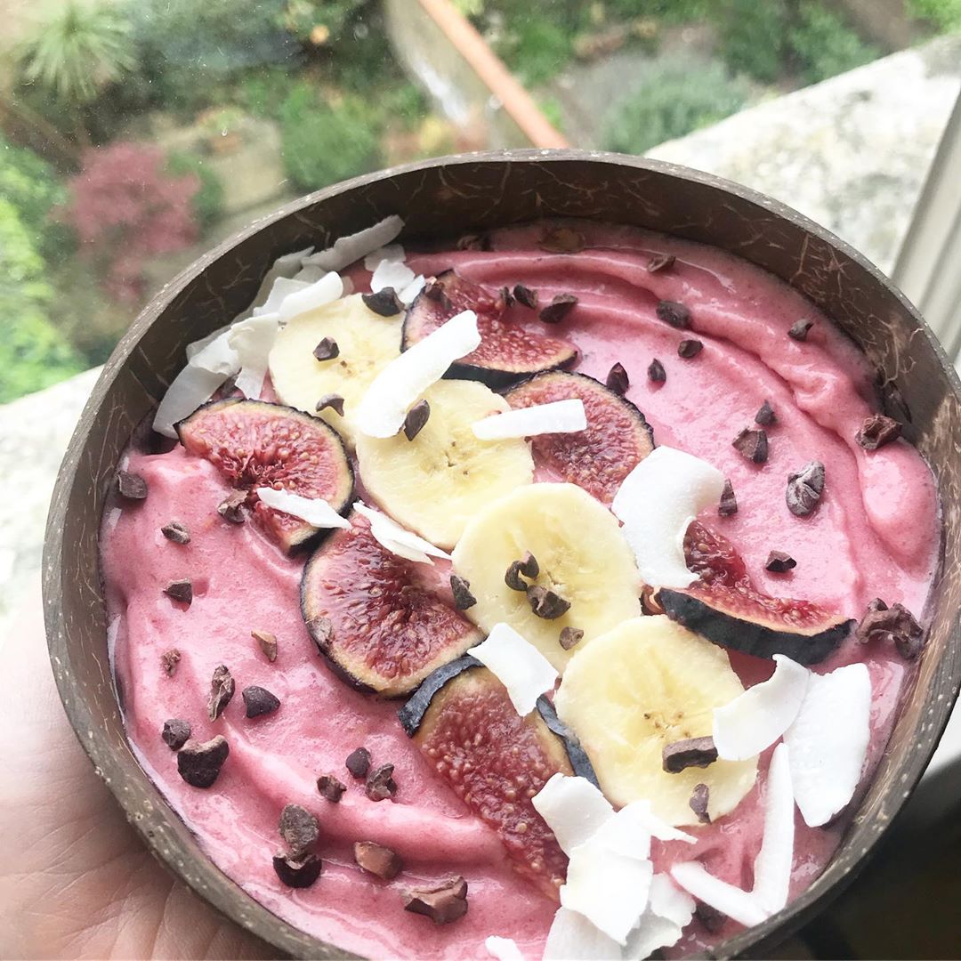Frozen Banana Raspberry Protein Bowl
