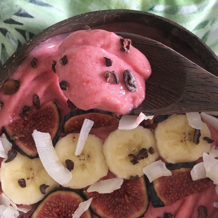 Frozen Banana Raspberry Protein Bowl