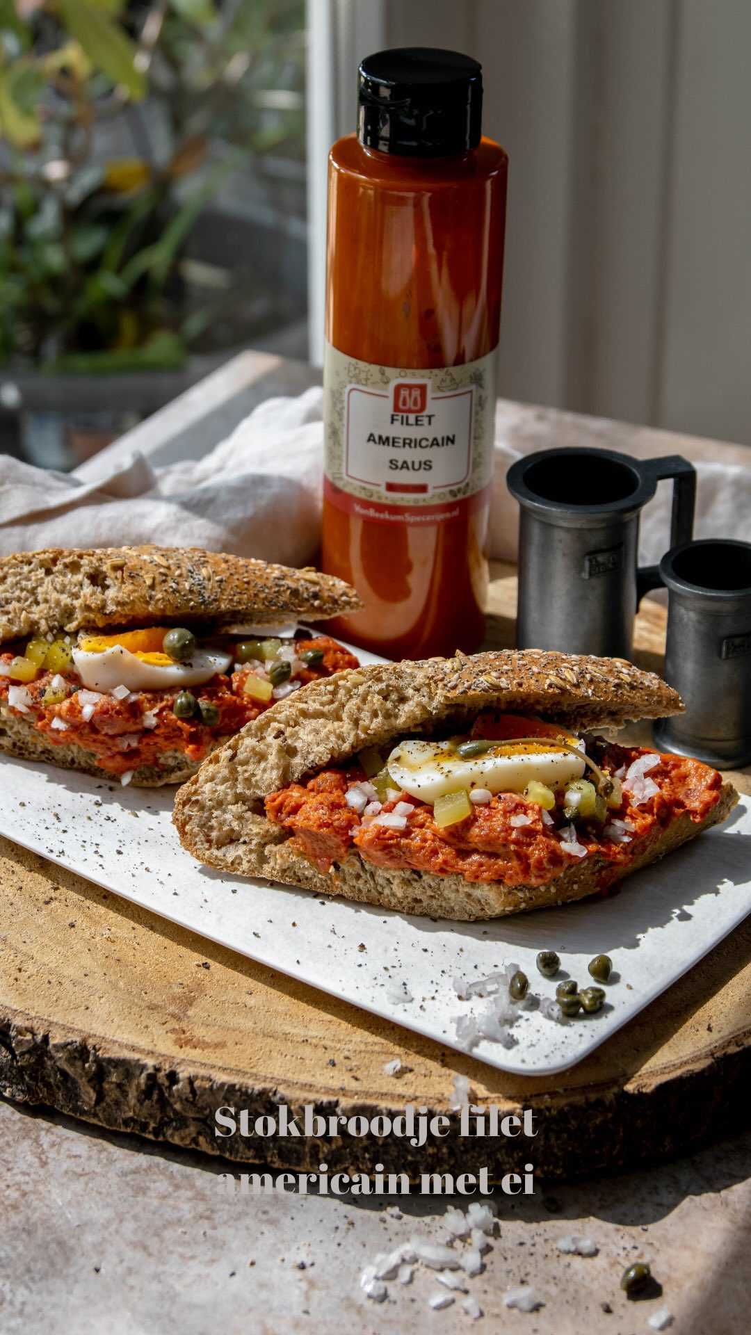 Steak Tartare Sandwich with Egg and Pickles