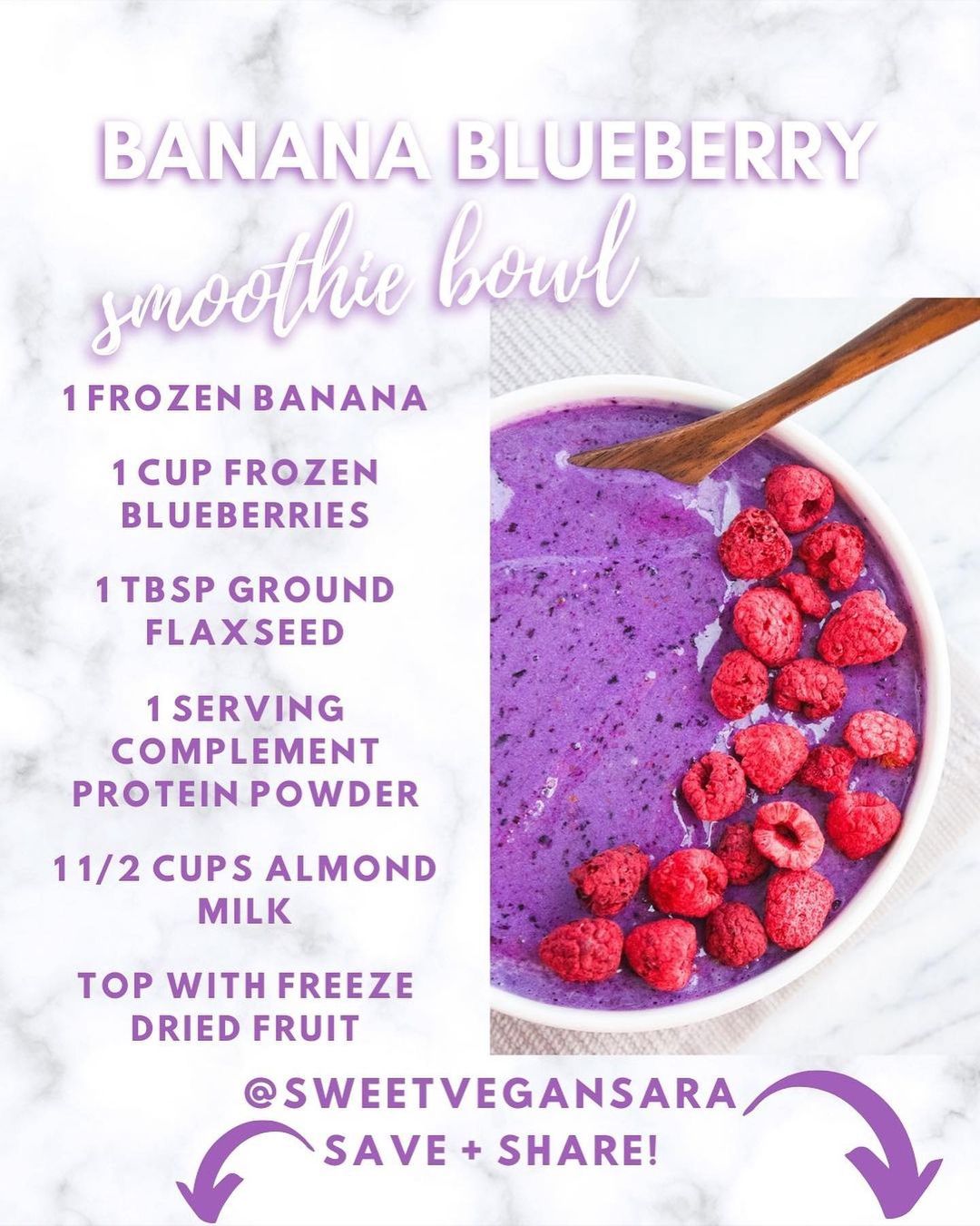 Healthy Vegan Banana Blueberry Smoothie Bowl