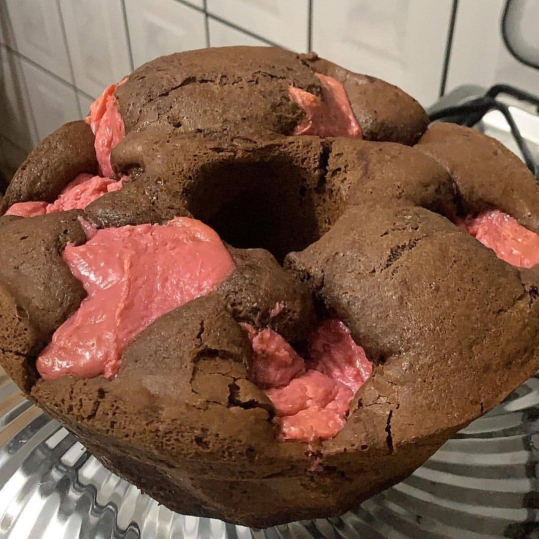 Moist Chocolate Cake with Strawberry Filling