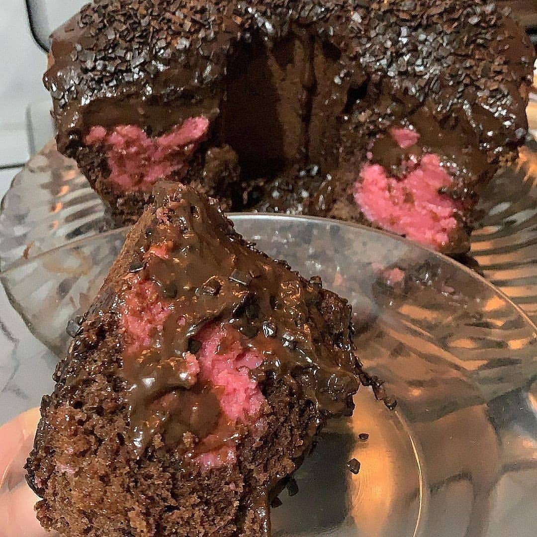 Moist Chocolate Cake with Strawberry Filling