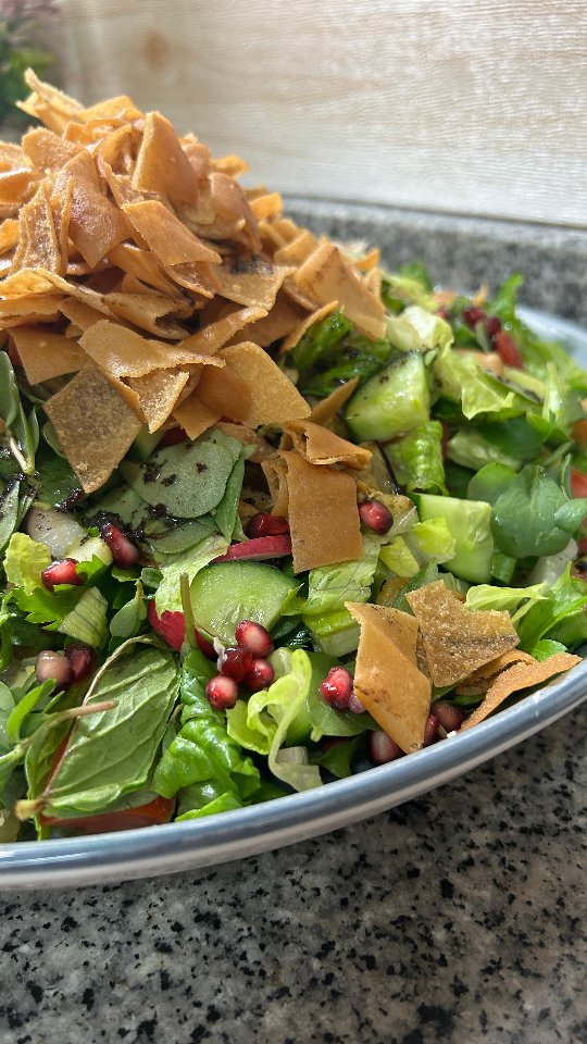 Fried Eggplant Fattoush Salad