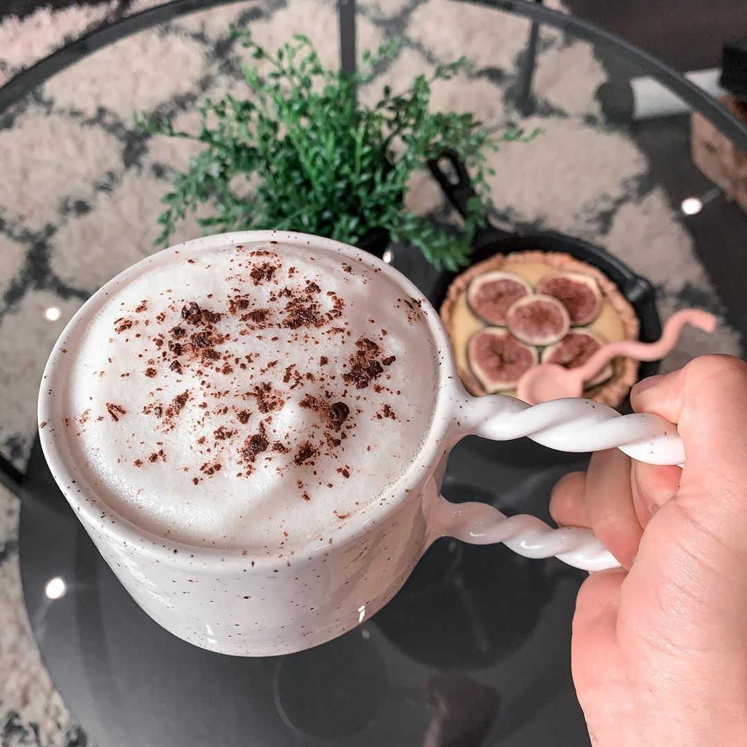 Custard Fig Protein Tart with Frothy Coffee