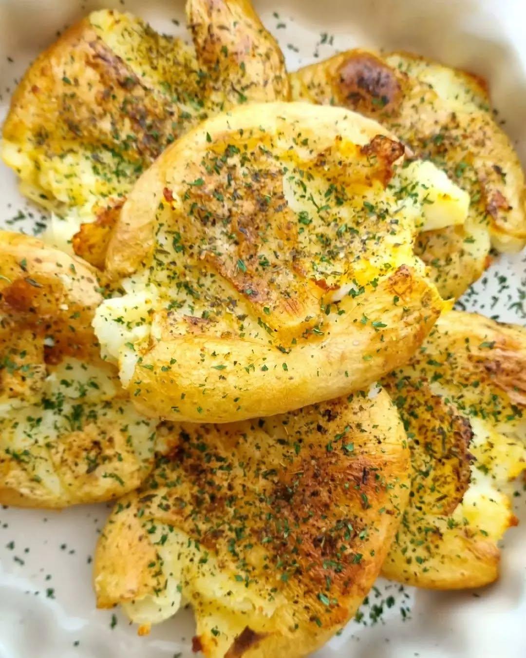 Parmesan Crusted Smash Potatoes