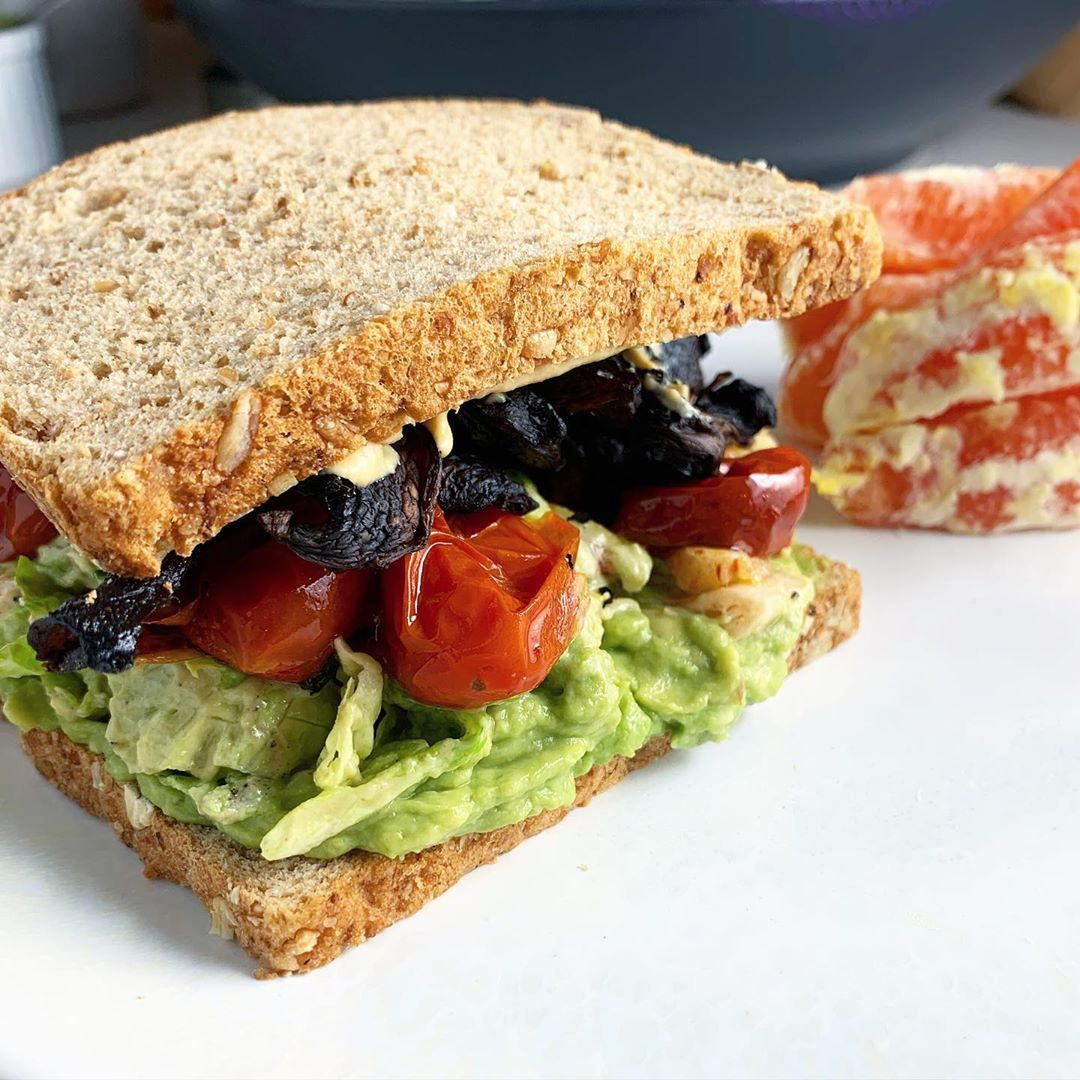 Vegan BLT with Roasted Mushrooms and Tomatoes