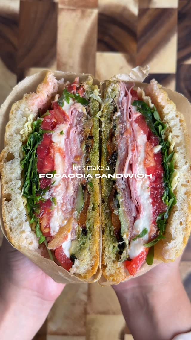 Air Fryer Focaccia Sandwich with Roasted Vegetables