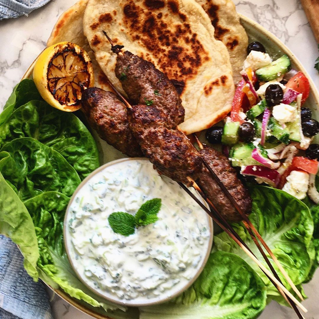 Grilled Beef Koftas and Tzatziki Dip