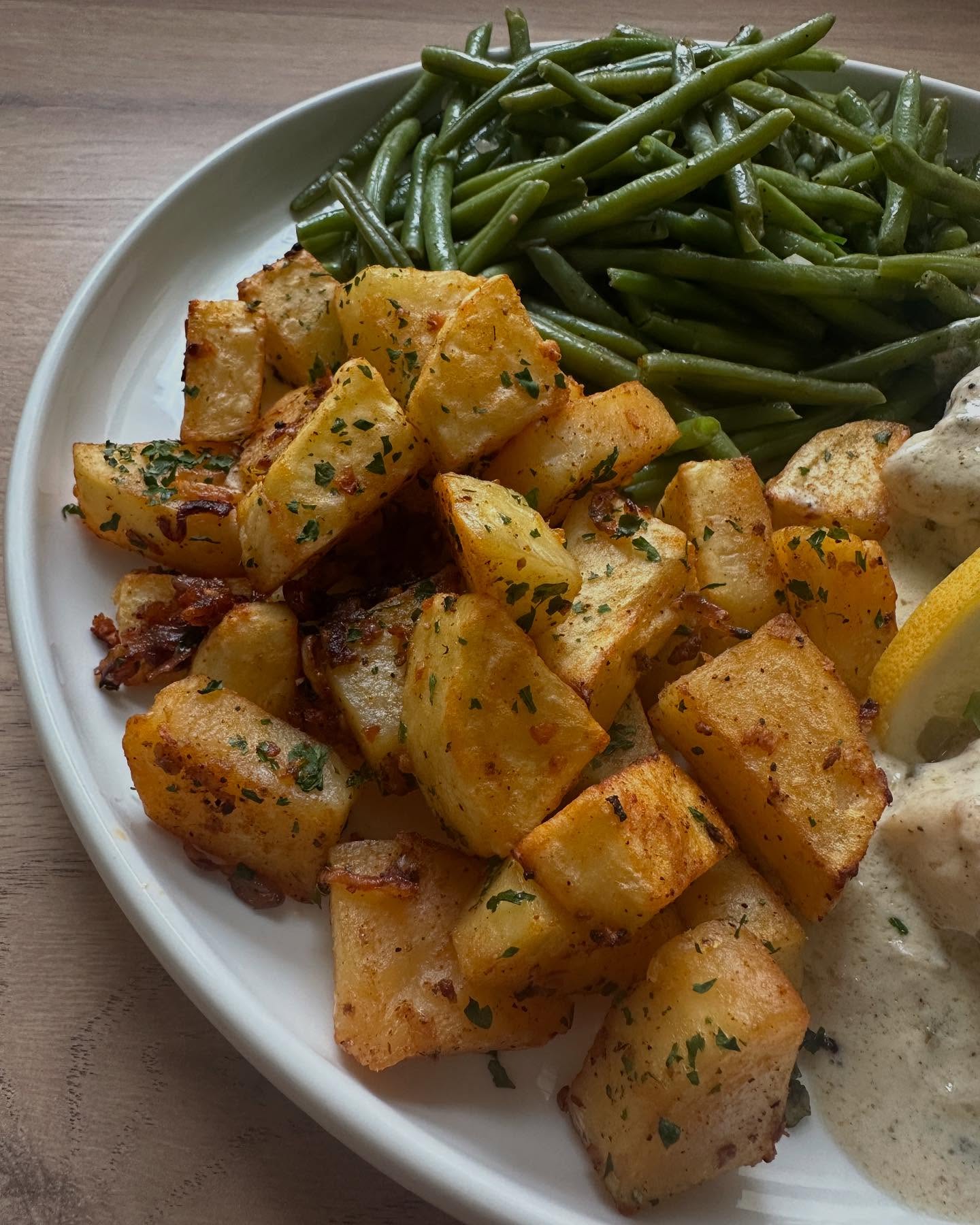 Cod with Shallot Cream Sauce and Roasted Vegetables