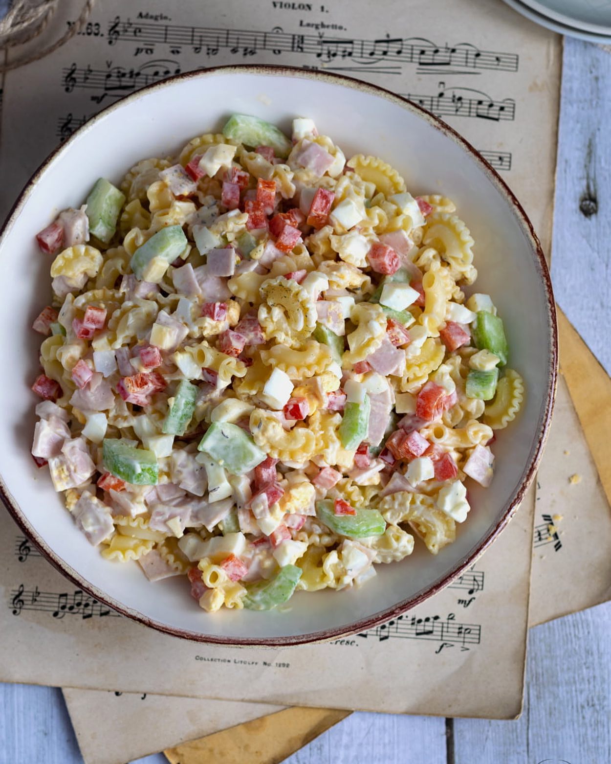 Simple Pasta Salad with Ham and Cheese