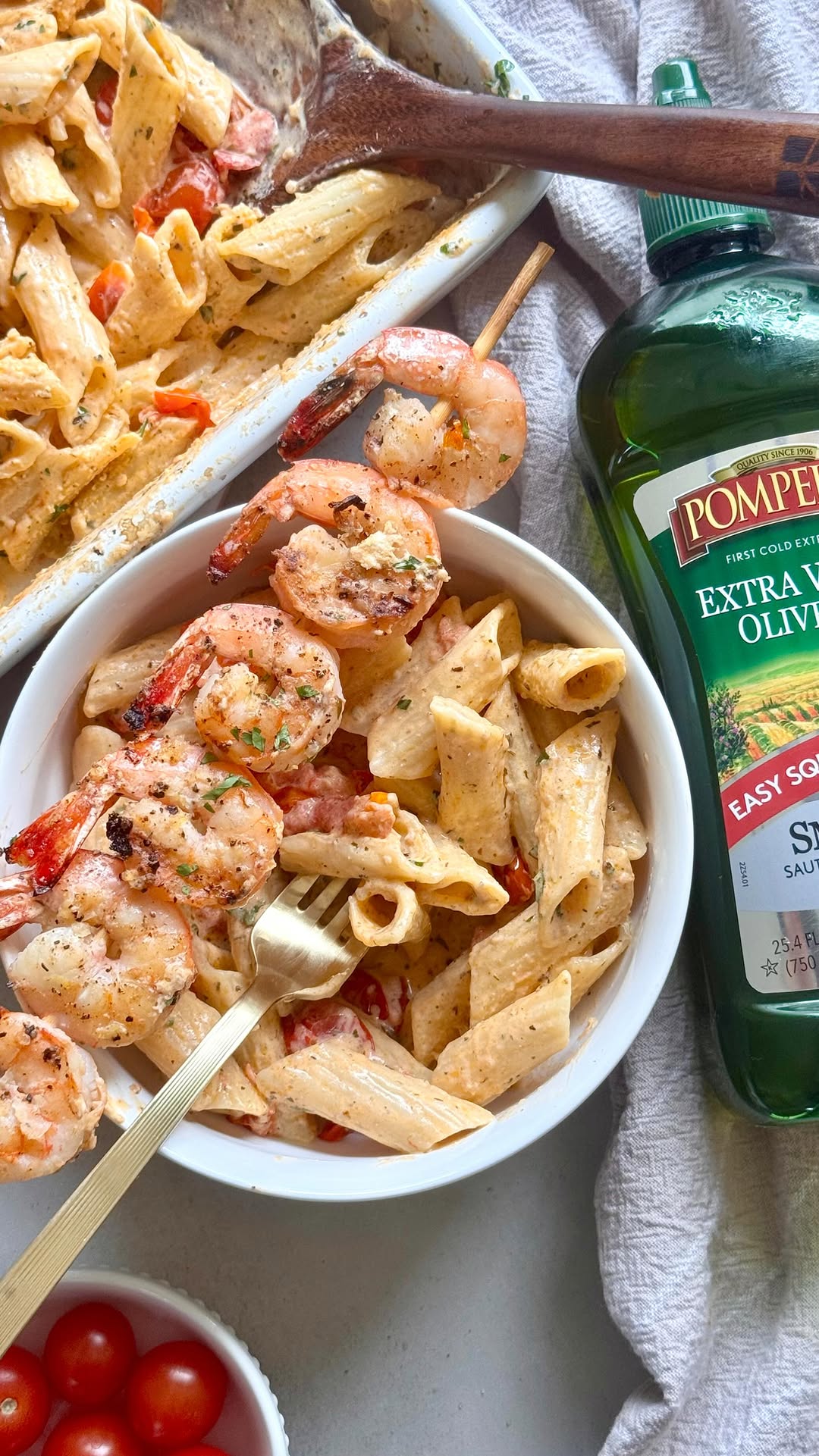Summer Pasta with Grilled Shrimp