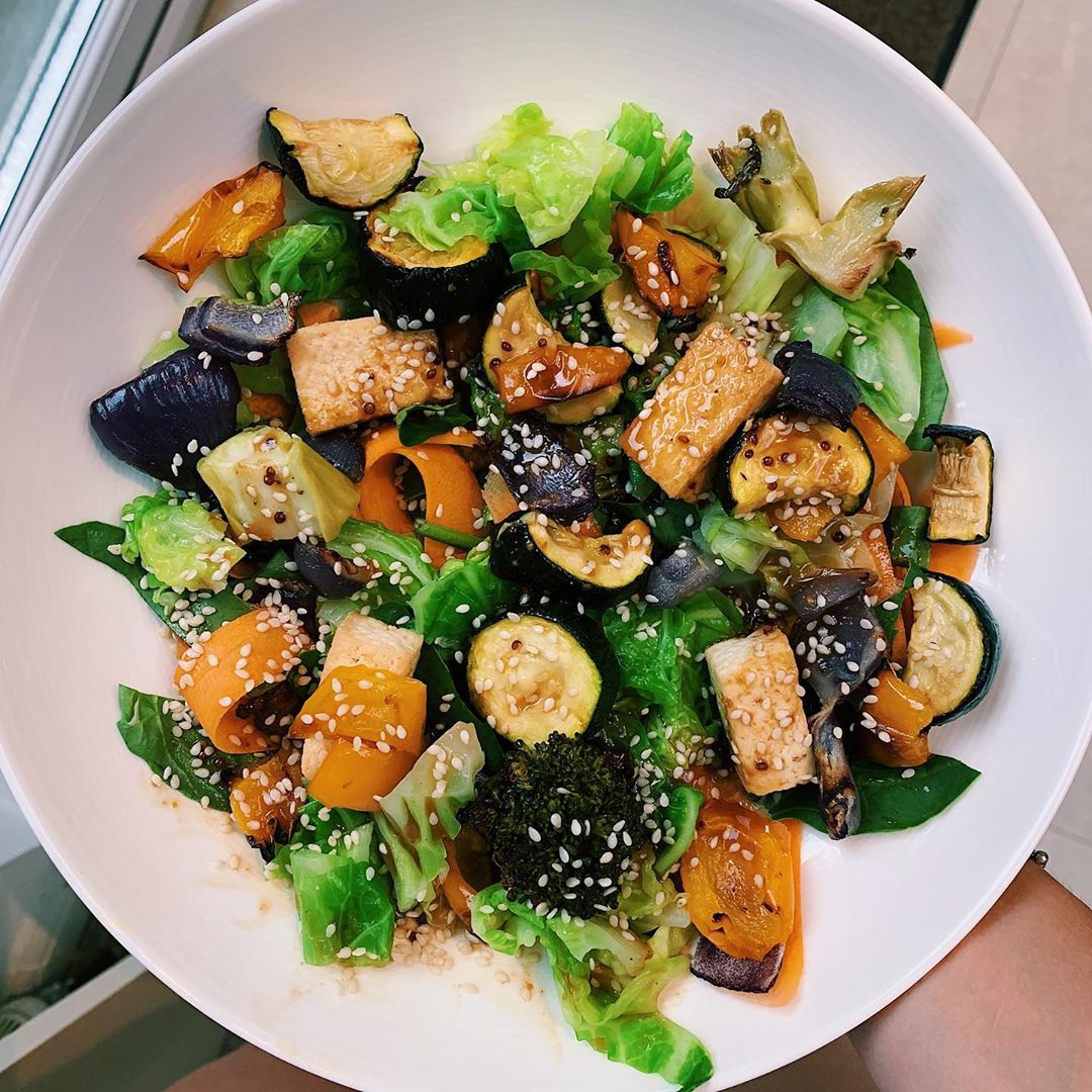 Roasted Veg Salad with a Miso Dressing