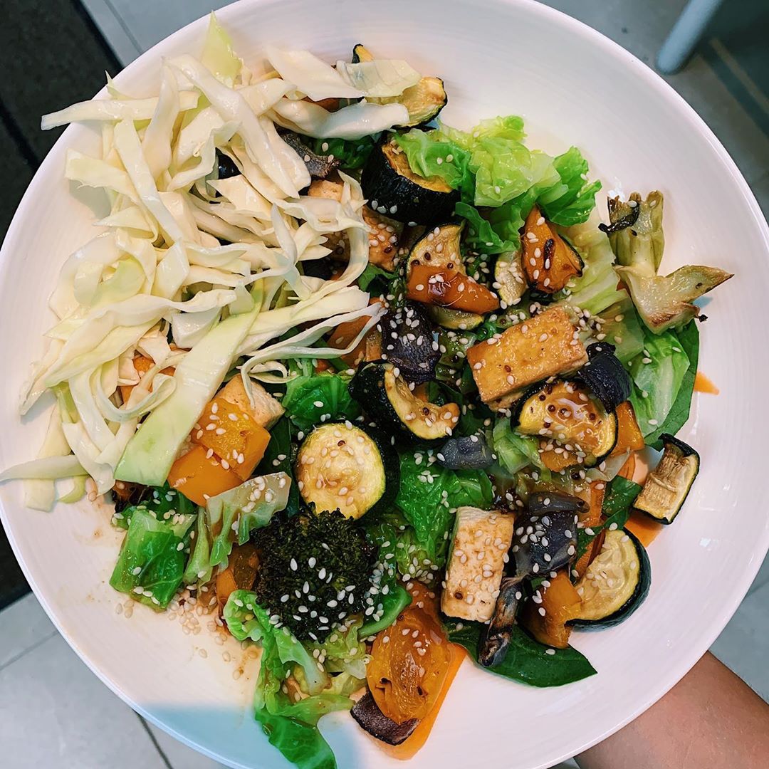 Roasted Veg Salad with a Miso Dressing