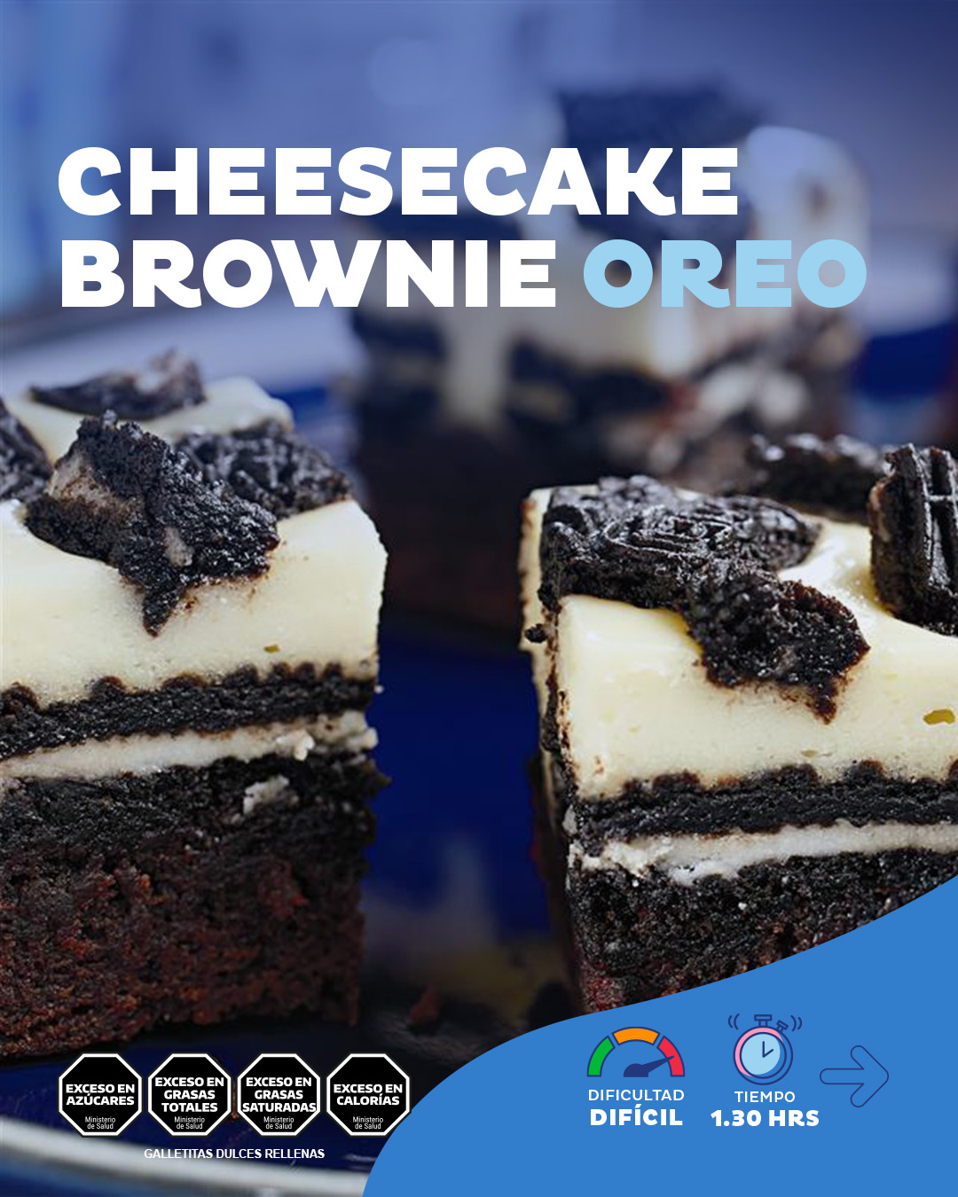 Layered Brownie Cheesecake with Oreos