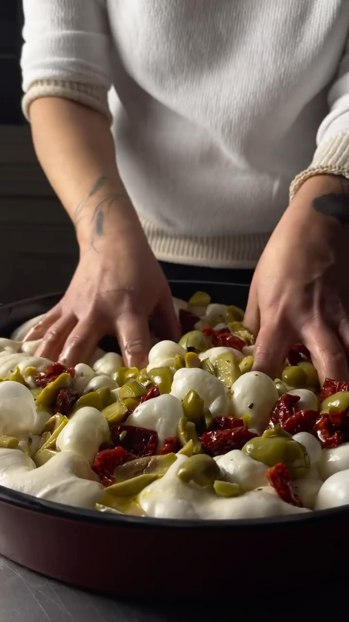 Italian Focaccia with Olives and Tomatoes