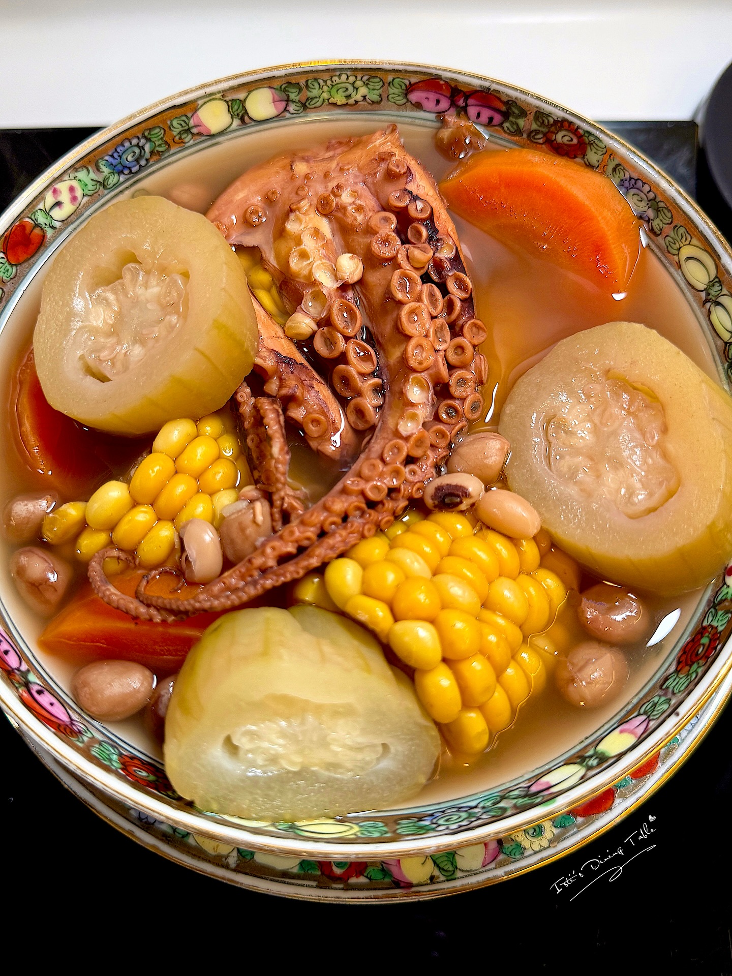 Fuzzy Melon Soup with Octopus and Beans