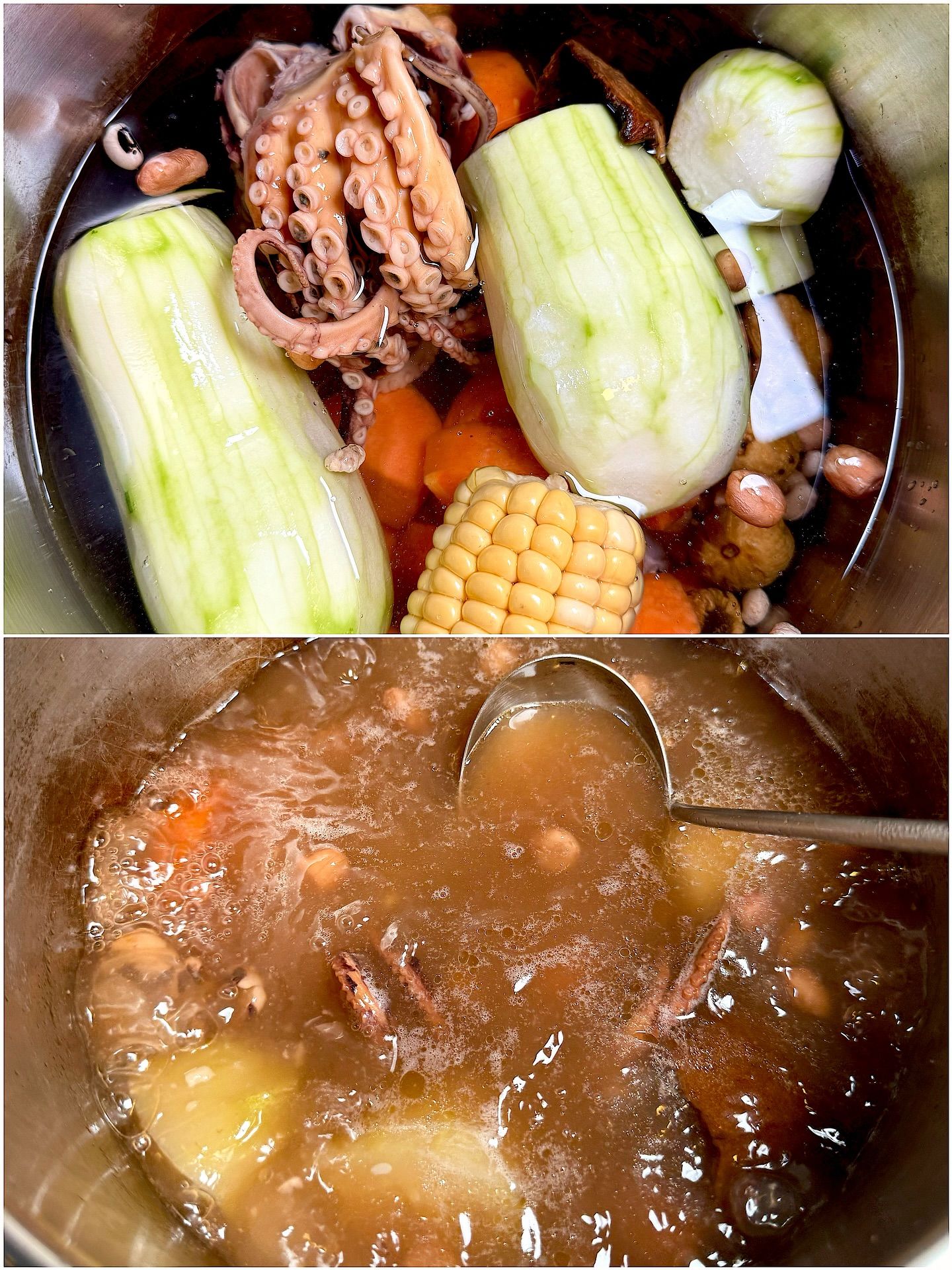 Fuzzy Melon Soup with Octopus and Beans