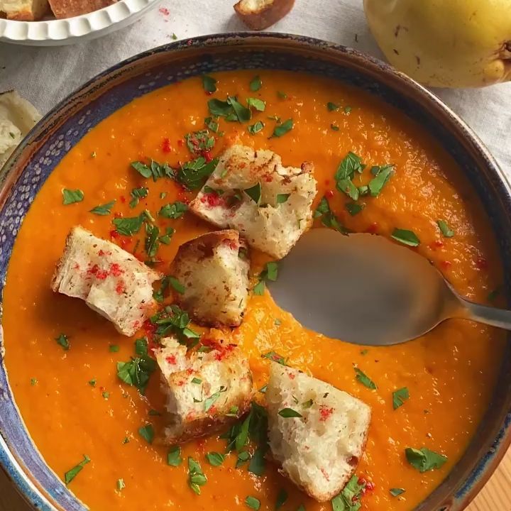 Creamy Spicy Soup with Sweet Potato and Pear