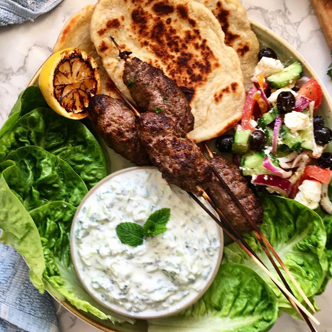 Beef Kofta and Greek Salad