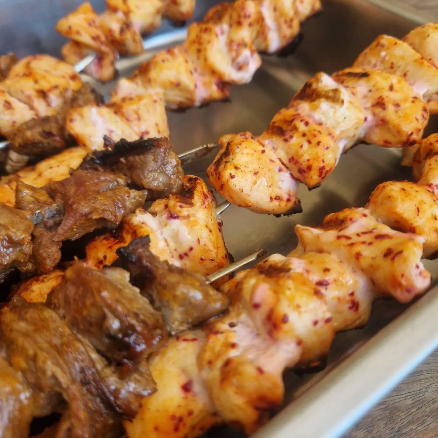 Grilled Meat and Chicken Shish Kebabs