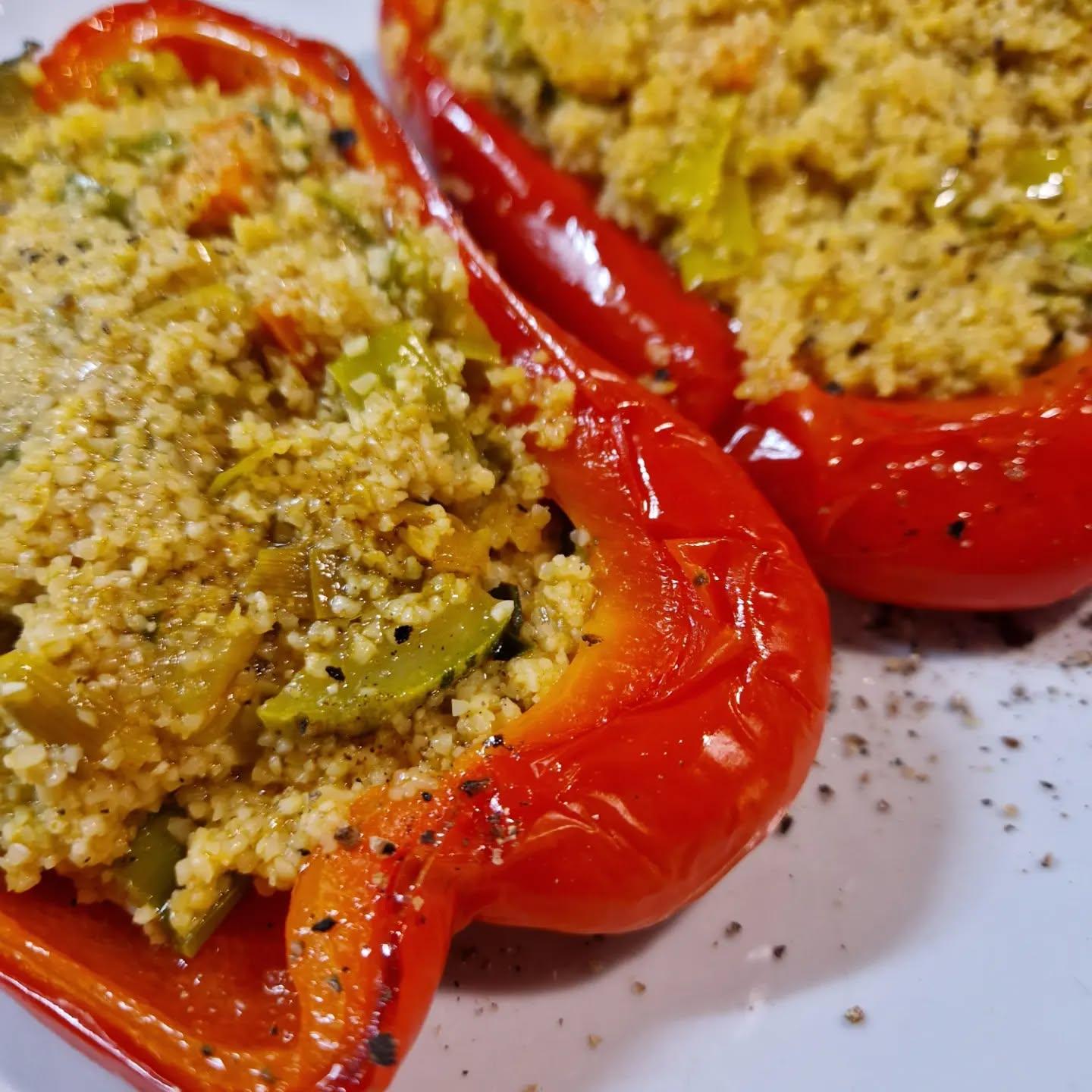 Baked Stuffed Peppers with Vegetables and Couscous
