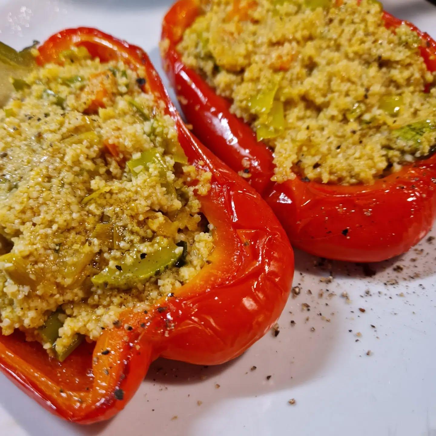 Baked Stuffed Peppers with Vegetables and Couscous