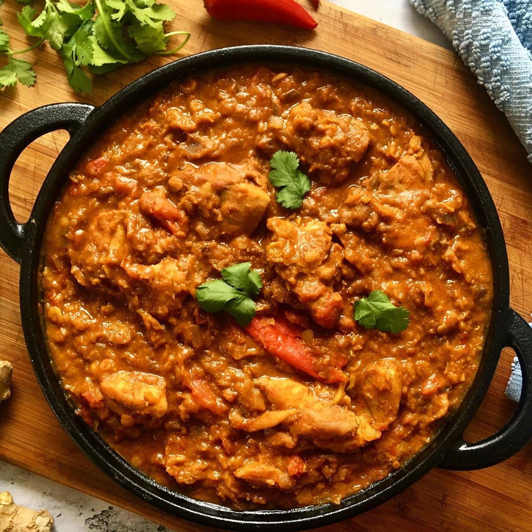 Chicken Dhansak with Lentil Gravy and Spices