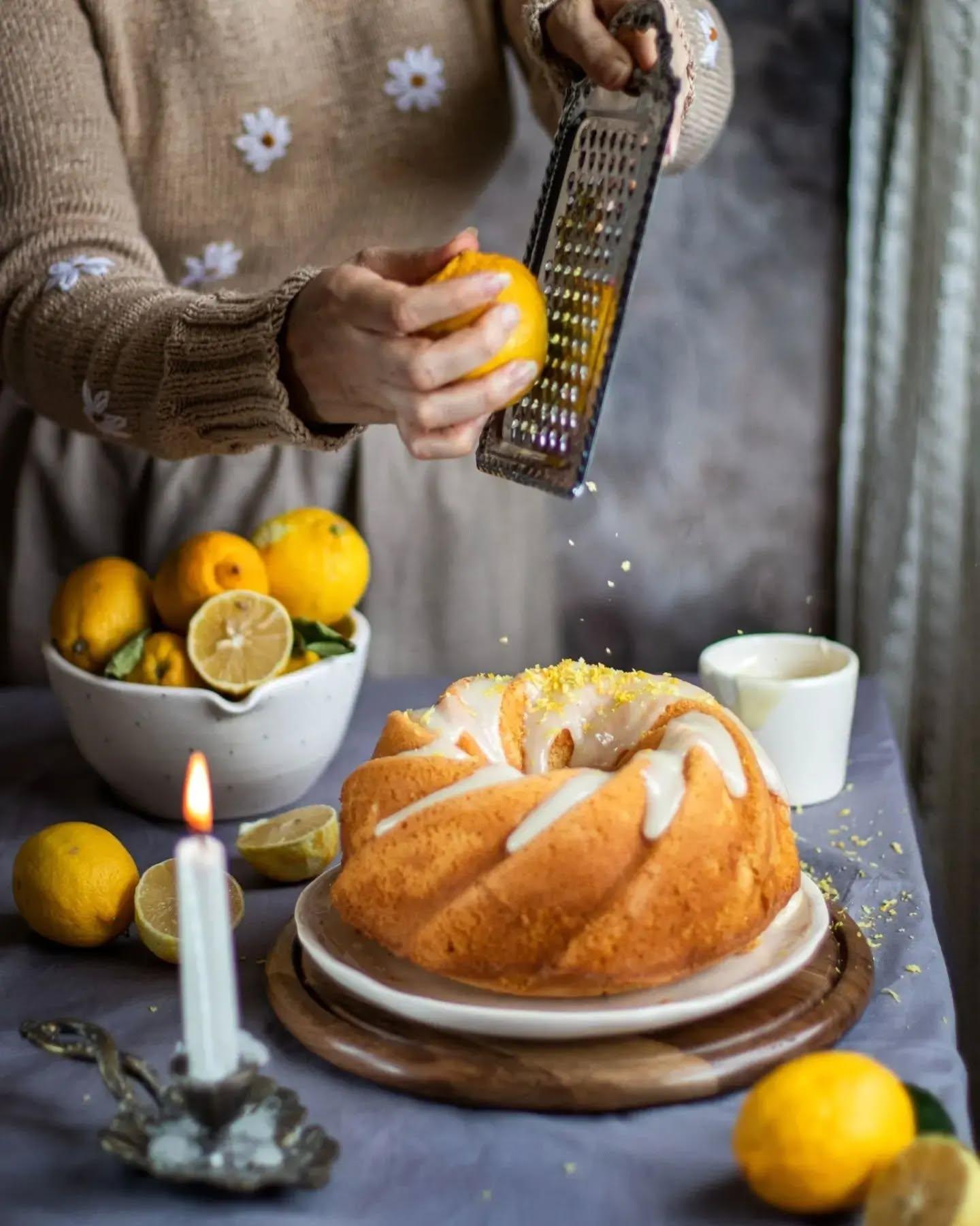 Lemon Cake with White Chocolate Sauce