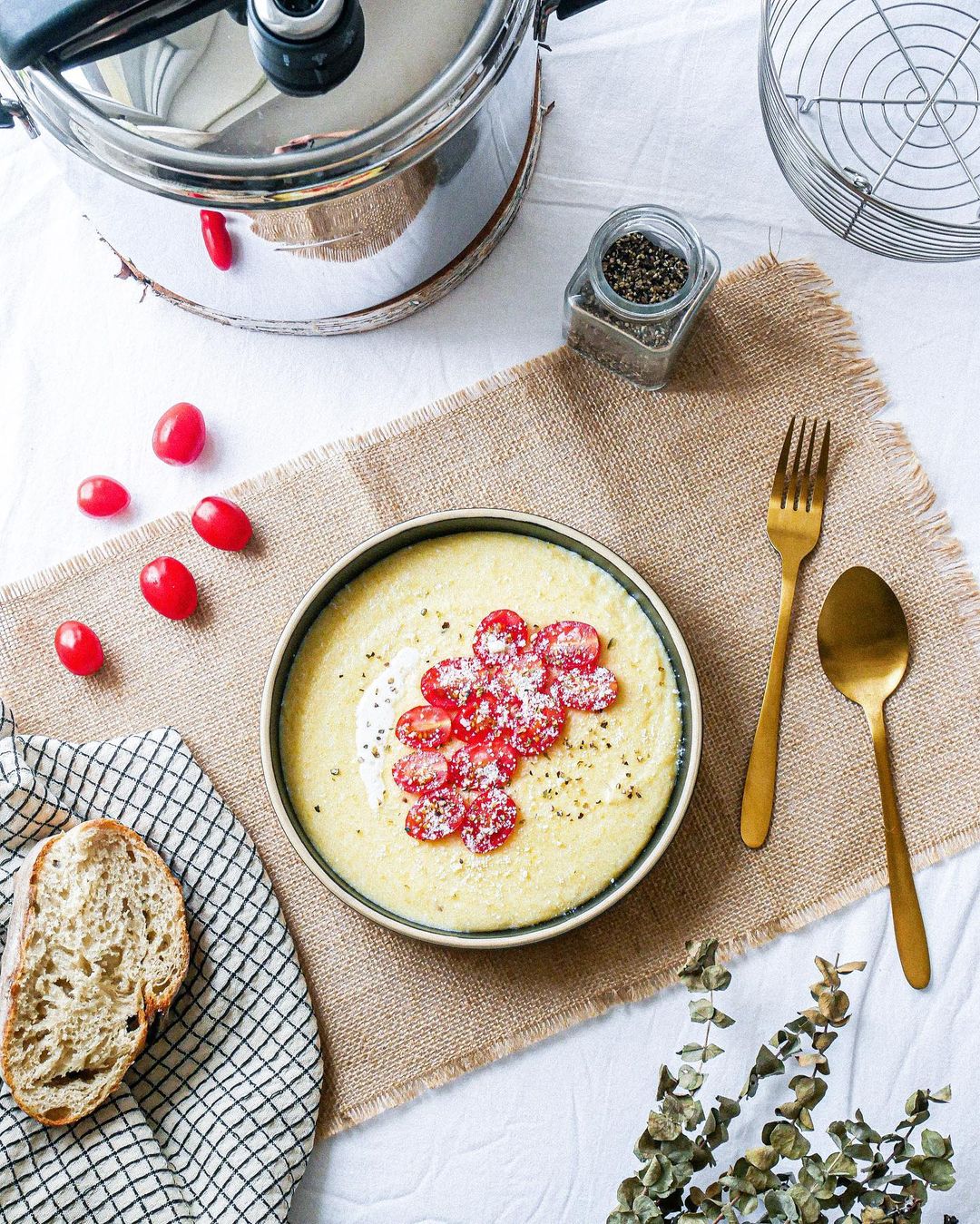 Creamy Polenta Prepared in Pressure Cooker