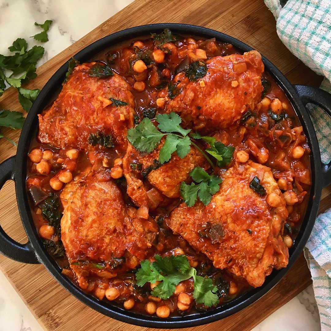 Mediterranean Chicken Chickpea and Aubergine Stew
