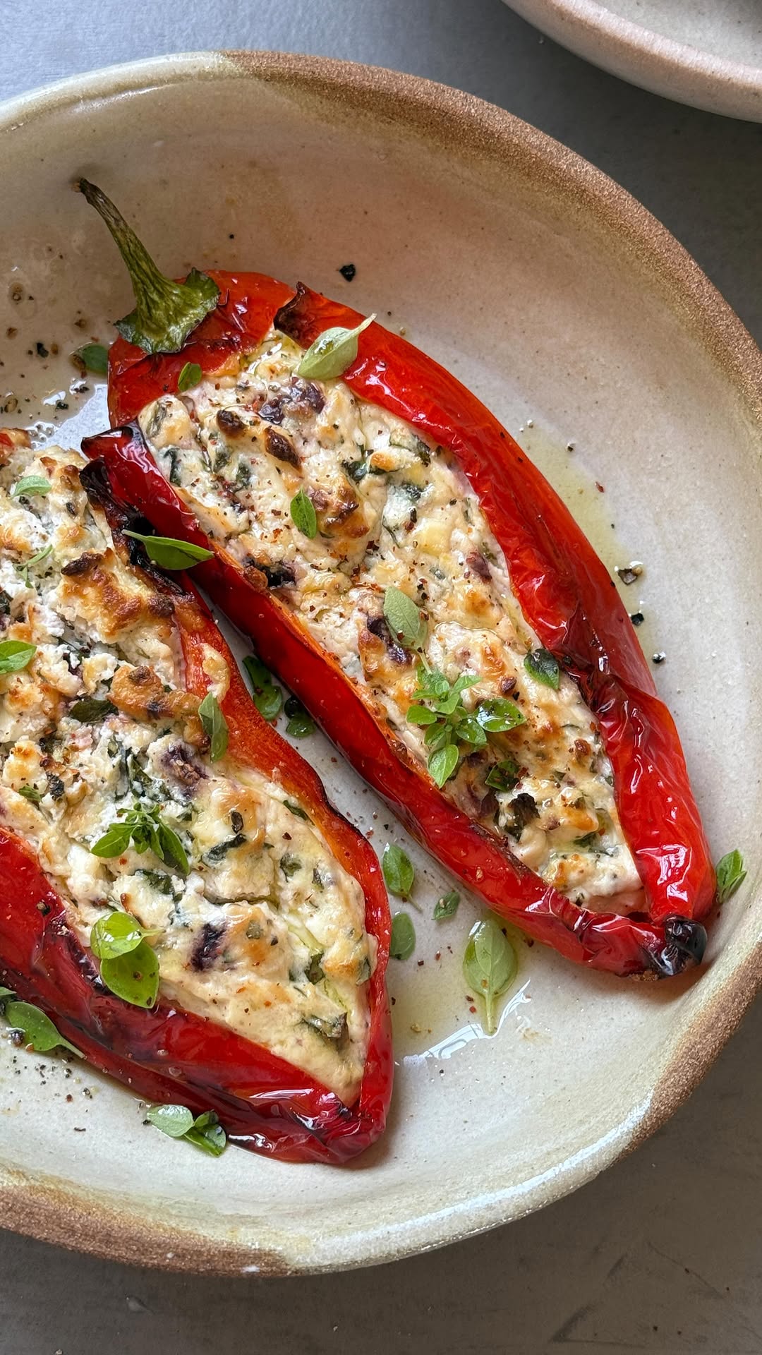 Stuffed Red Peppers with Cheese and Herbs