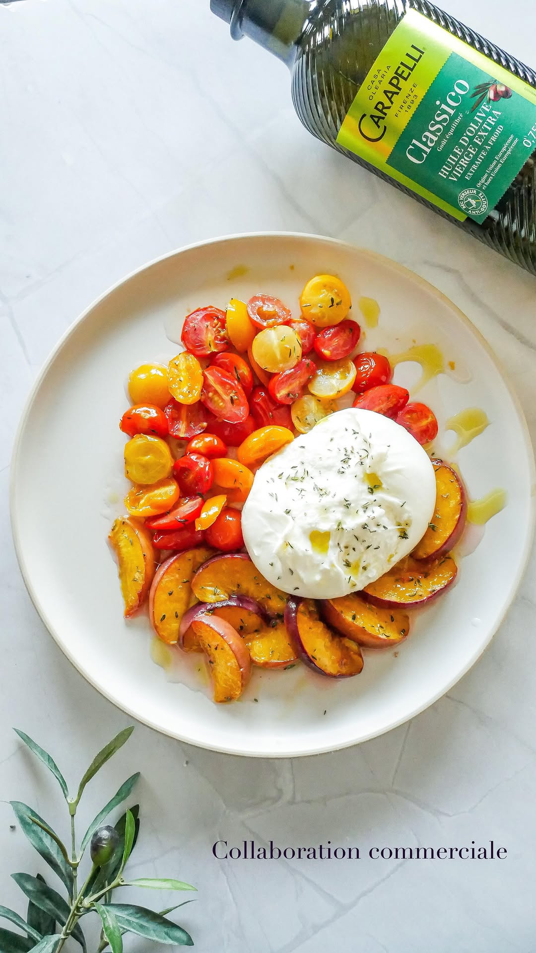 Roasted Peach and Cherry Tomato Burrata Salad