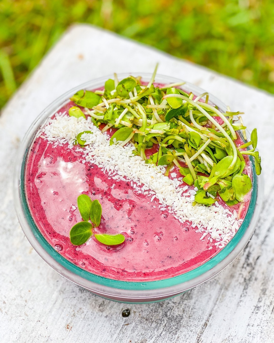Banana Blueberry Smoothie with Sunflower Microgreens