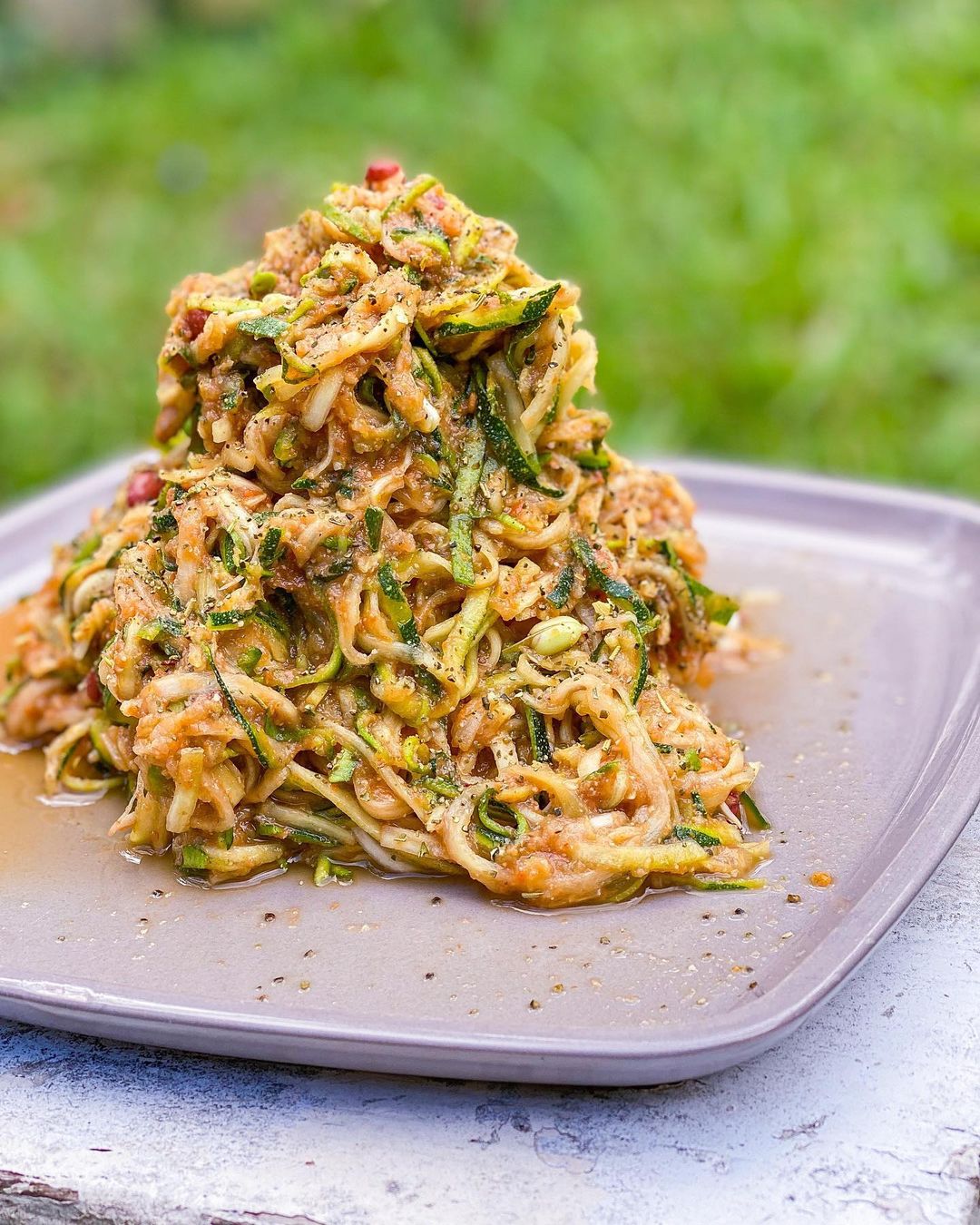 Raw Vegan Zoodle Dish with Sundried Tomato Sauce