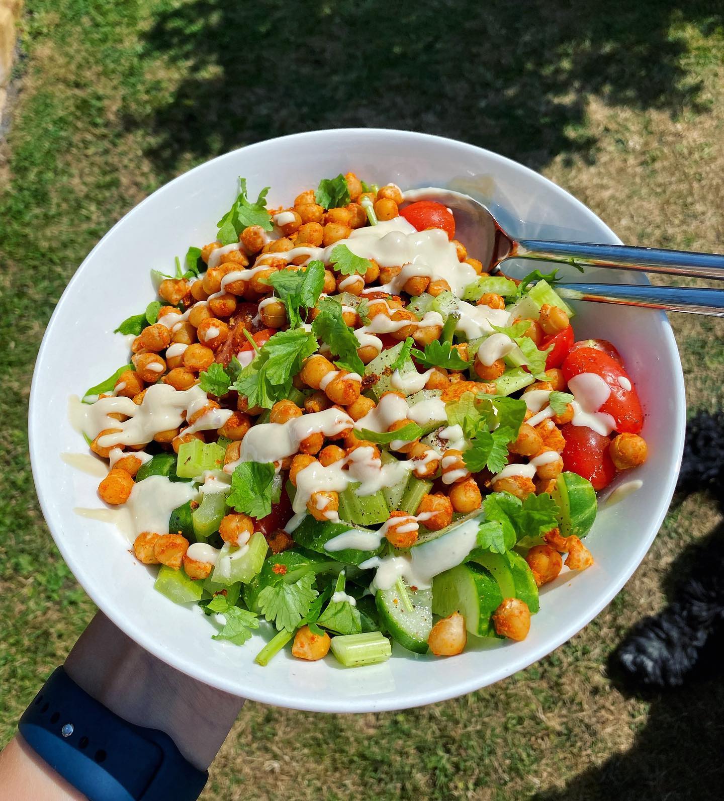 Crispy Chickpea Salad with Tahini Dressing