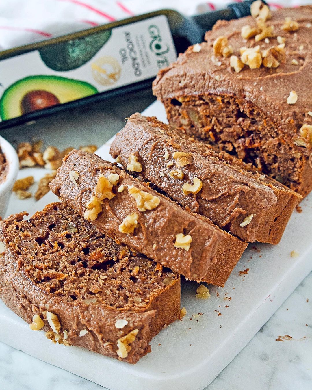 Chocolate Carrot Cake Loaf with Cashew Frosting