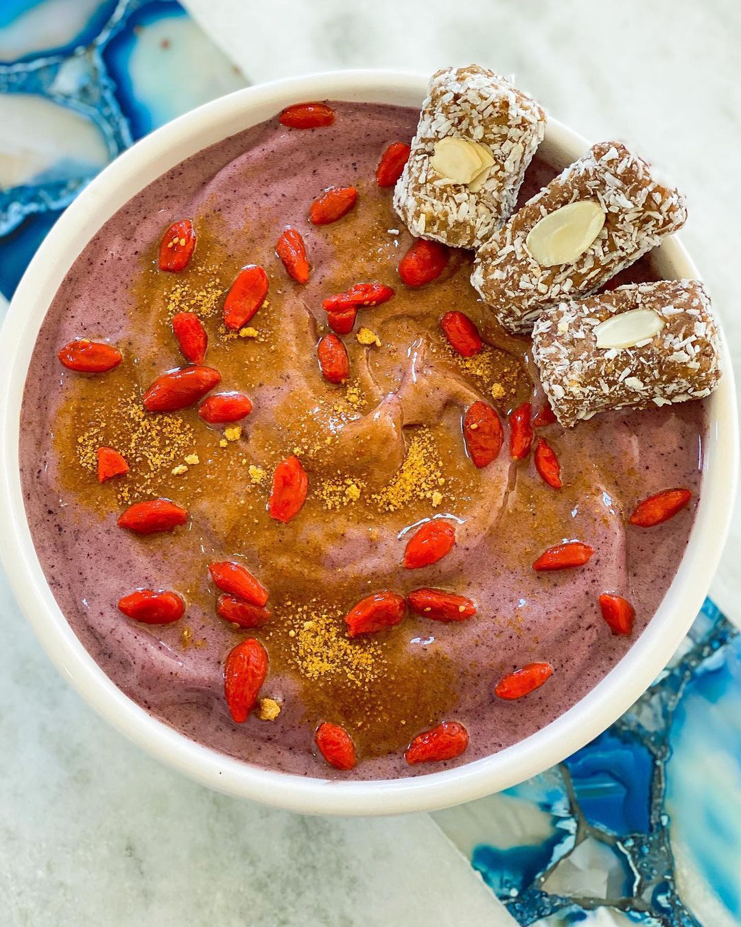 Frozen Blueberry Banana Nice Cream with Toppings