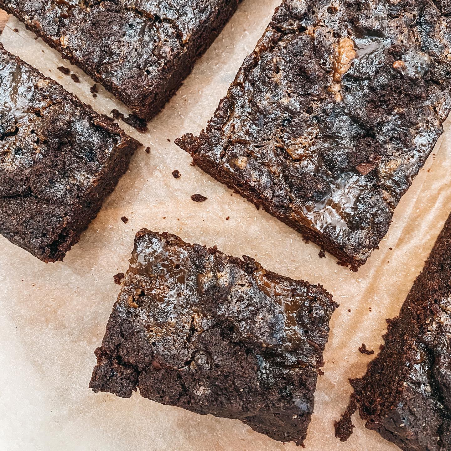 Gooey Fudge Brownies with Salted Caramel Glaze