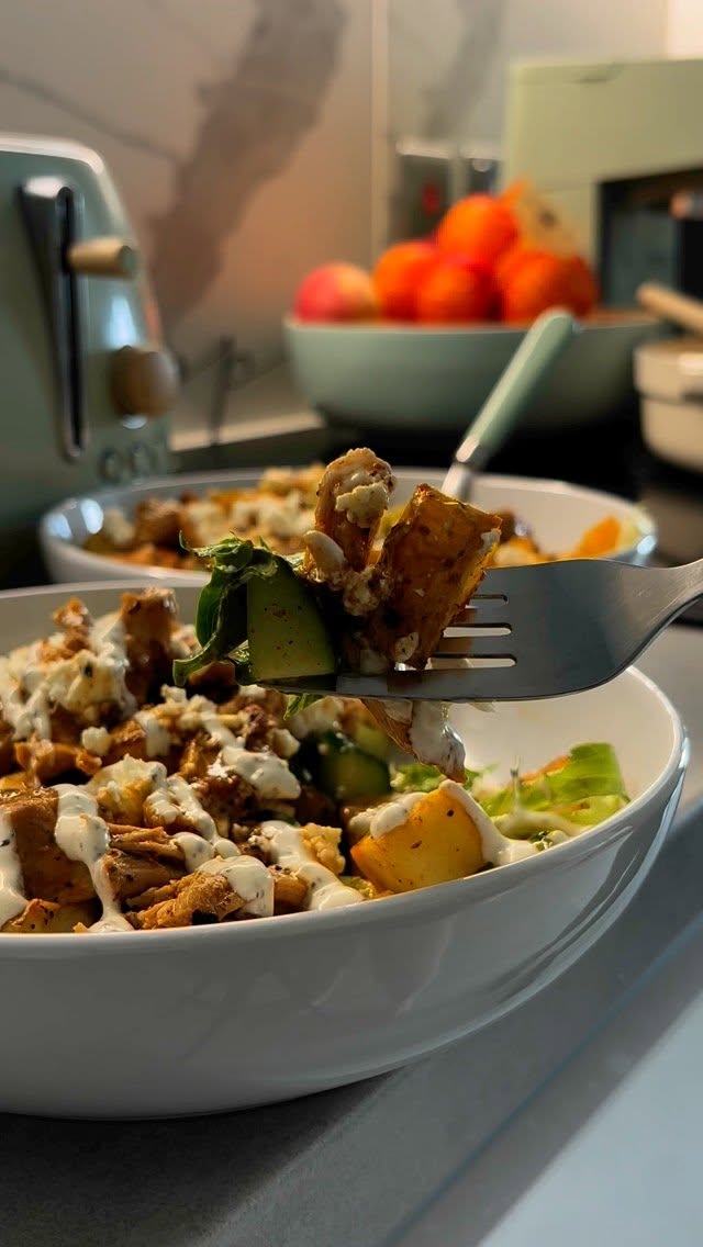 Pulled Chicken and Crispy Potato Salad