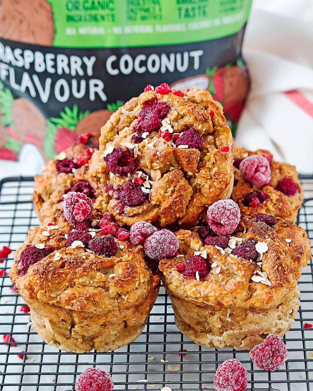 Raspberry and Coconut French Toast Muffins
