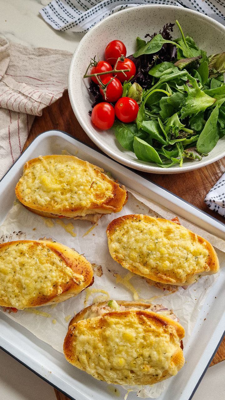Tuna Melt Garlic Bread Toasties