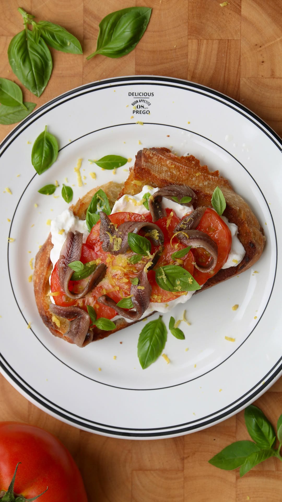Zesty Anchovies and Burrata on Toast