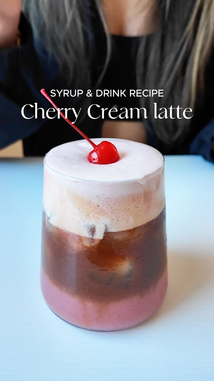 Cherry Cream Latte with Homemade Syrup