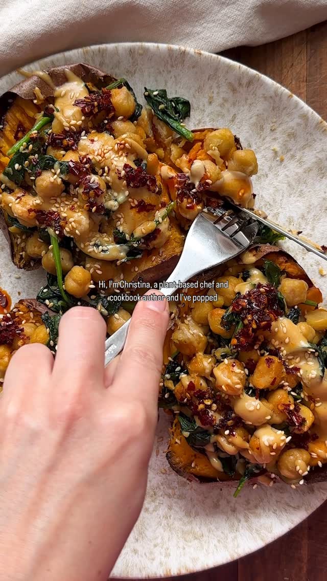 Sweet Potatoes with Tahini Butter Chickpeas