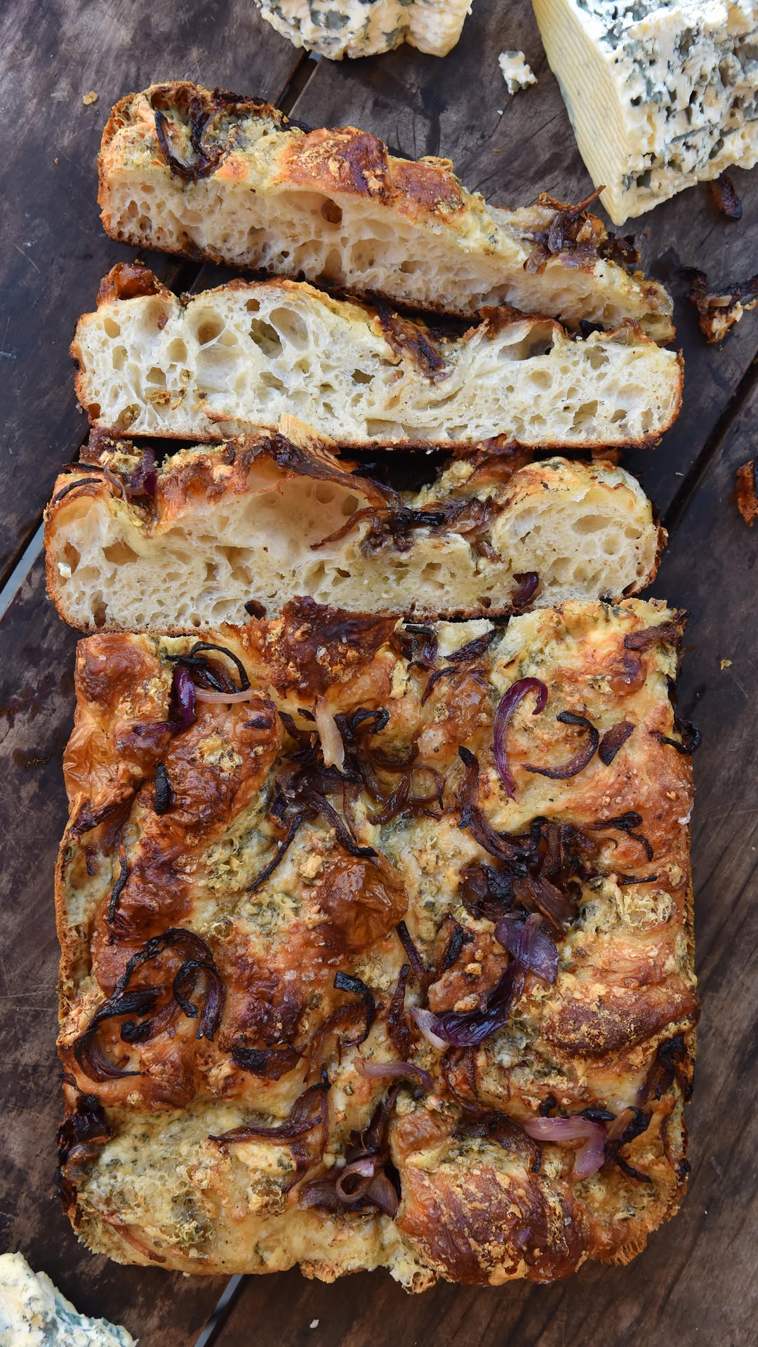 Focaccia with Blue Cheese and Caramelized Onions