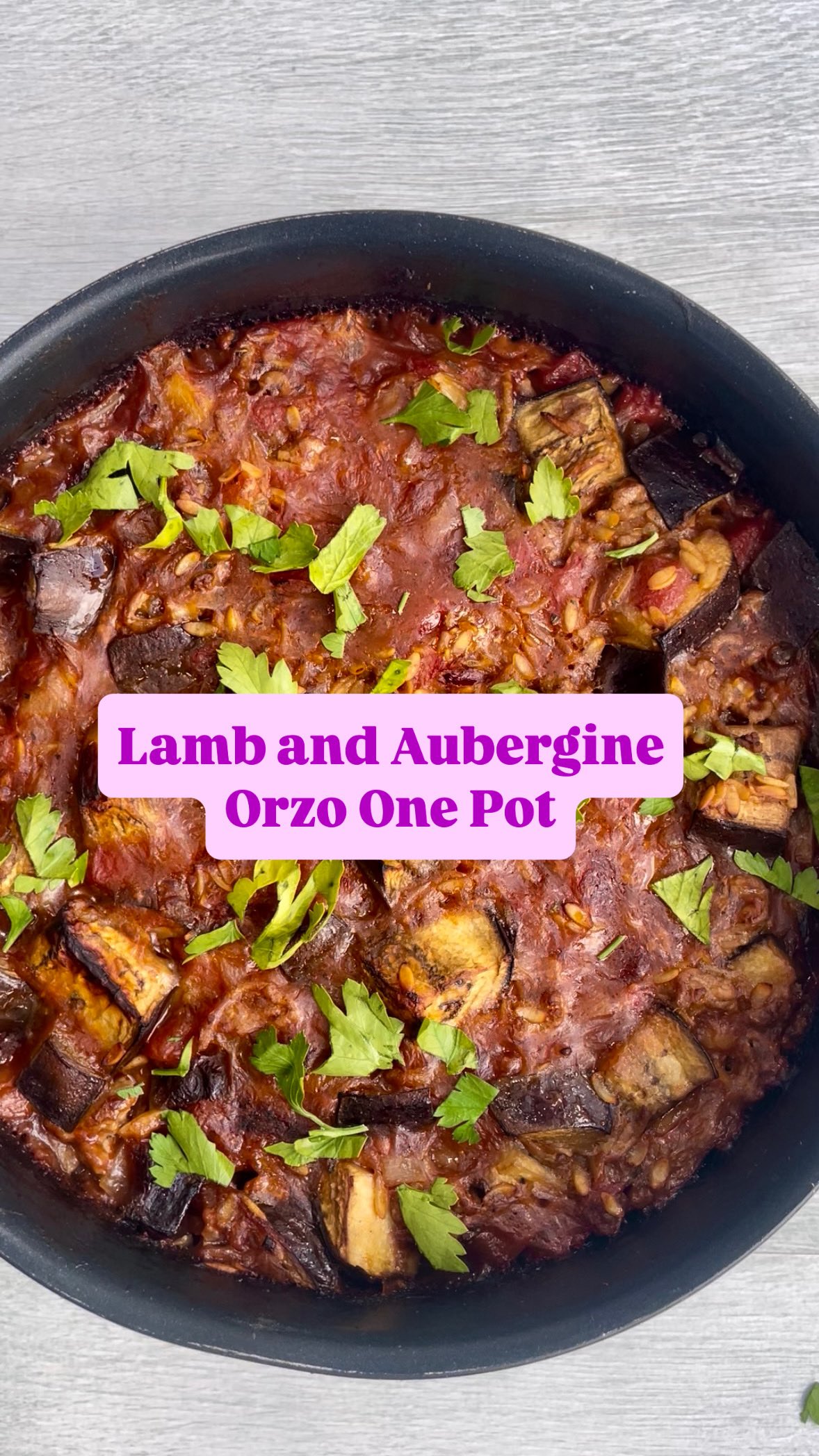 Lamb and Aubergine Orzo One-Pot