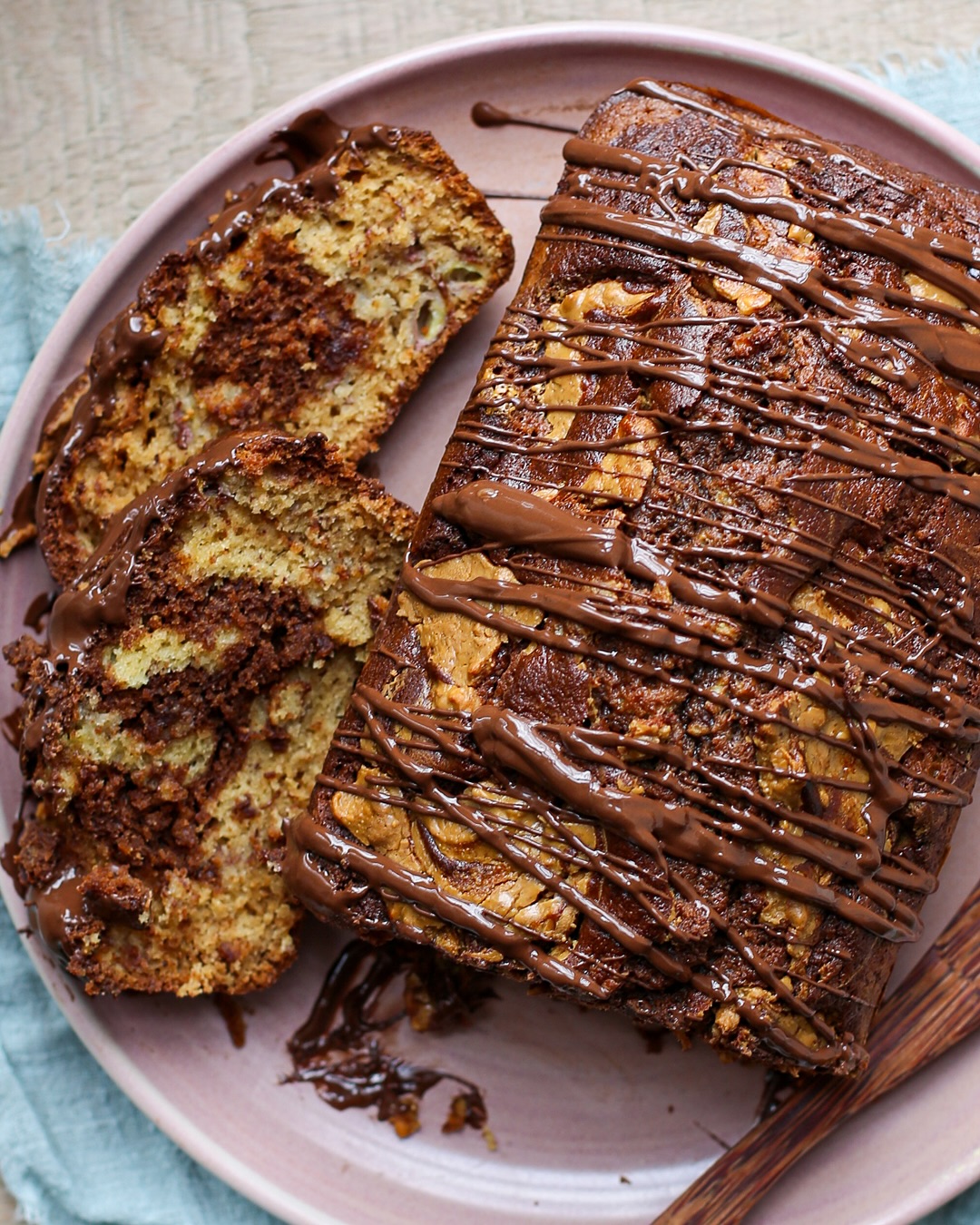 Marbled Chocolate and Peanut Butter Banana Bread